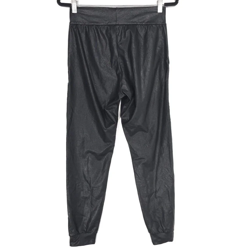 COMMANDO Faux Leather Jogger Pants Black High Rise Stretch Pull On Women Small - Picture 10 of 12